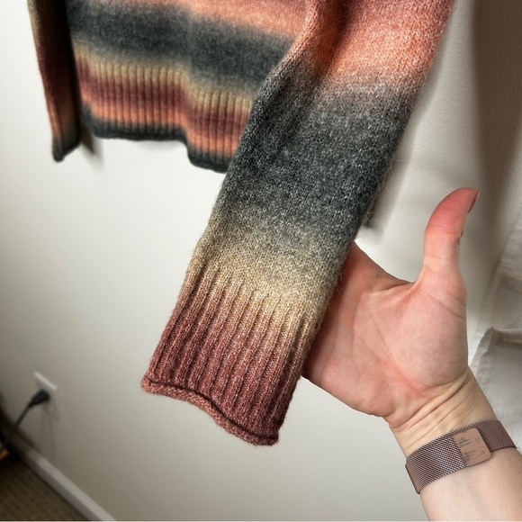 Evereve Rudy Spacedye Striped Pullover Sweater Mockneck Pink Green Size XS - Picture 5 of 7